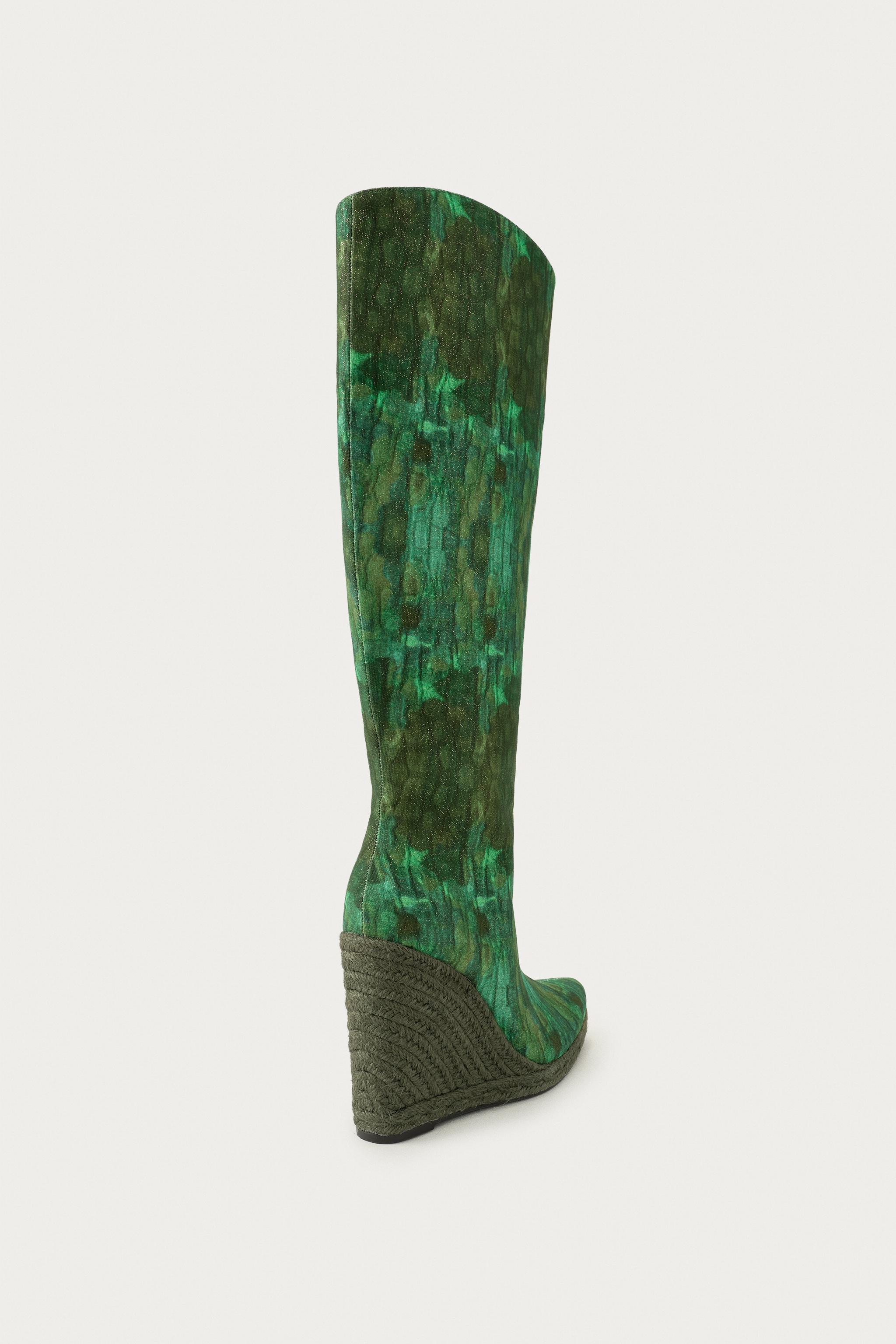 MARISA BERENSON X ZARA PRINTED WEDGE BOOTS